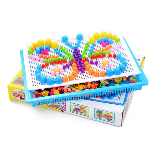 JNGUOSICN 296 Pcs Mushroom Nails Mosaic Pegboard Early Educational Colorful