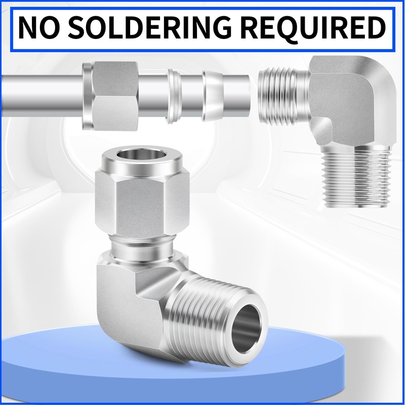 ChillWaves 304 Stainless Steel Compression Tube Fitting, 3/8" OD x