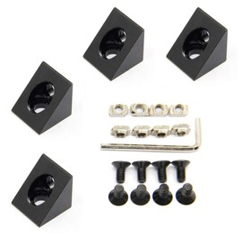 Zeberoxyz 4PCS Black Angle Sharp Corner Bracket Connector with Screws 2020Series for Slot 6mm Aluminum Extrusion Profile Accessories (4pcs Sharp Corner)