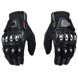 Oubaiya Guantes de Acero para Exteriores para Motocicleta, Deportes de Potencia, Guantes de Seguridad Textiles (Negro, XL)