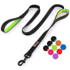 Primal Pet Gear Dog Leash 6ft Long - Traffic Padded Two Handle - Heavy Duty - Double Handles Lead for Control Safety Training - Leashes for Large Dogs or Medium Dogs (6FT, Black-Green)