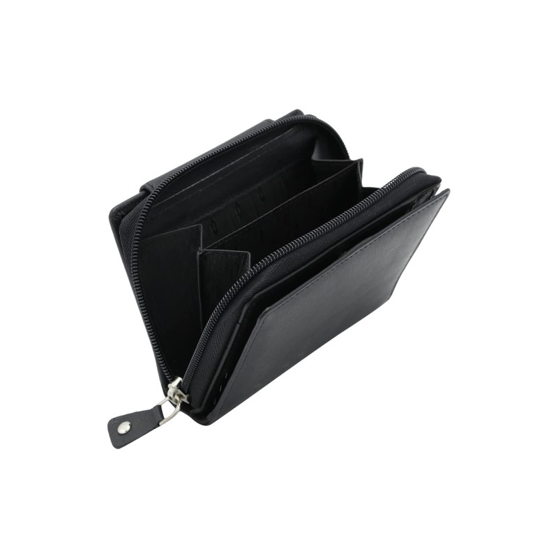 Wallet with side zip pocket LEAS, Genuine Leather, black -