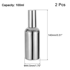 uxcell Cocktail Sprayer 2pcs 100ml(3.4oz) Glass Martini Bar Mister Vermouth Spritzer Spray Bottle Perfume Refillable Sprayer, Silver Tone