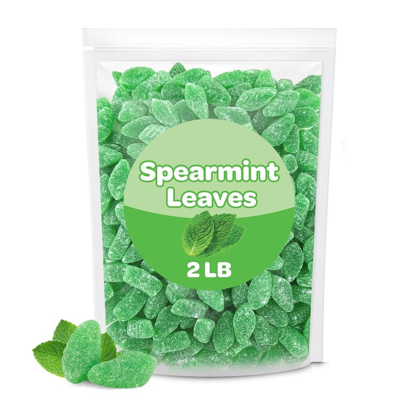 Spearmint Leaves Jelly Candy - 2 Pound Bulk Bag -