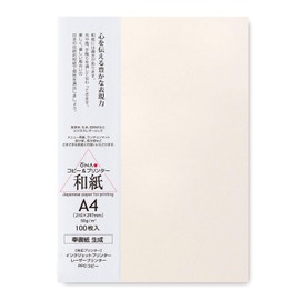 ONAO Copy Paper, Japanese Washi Paper for Printing, Inkjet & Laser Printer, Hosho Paper, Natural A4, 100 Sheets, Plain