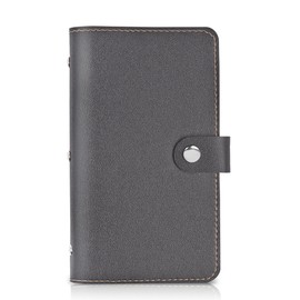 Jasenna Business Card Holder,Business Card Book Case PU Leather Organization Binder Name ID Card Holder for Men & Women, Up to 96 Cards Capacity(1-Grey)