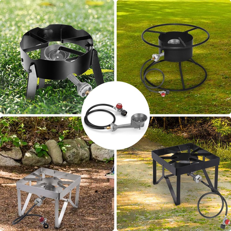 WADEO Propane Burner Head, High Pressure Cast-Iron Round Turkey Fryer
