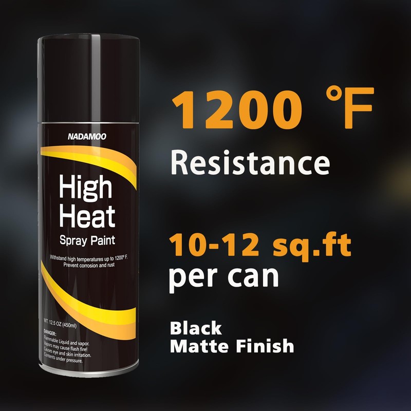 NADAMOO High Heat Spray Paint for Metal, Matte Finish BBQ