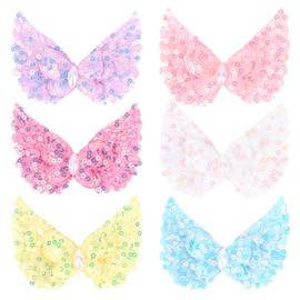 Luixenir 6 Pcs Cute Butterfly Clips Multicolored Small Sequin Butterfly Hair Clips with Bead Glitter Butterflies Hair Accessories for Women Girls