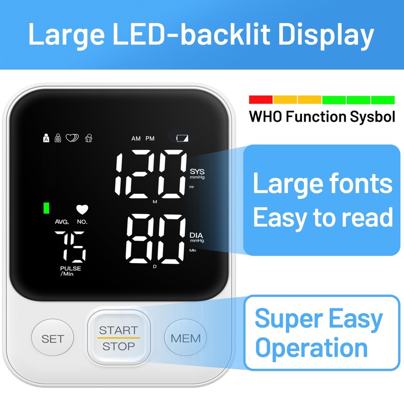 Blood Pressure Monitor Upper Arm Machine Accurate Adjustable BP Cuff