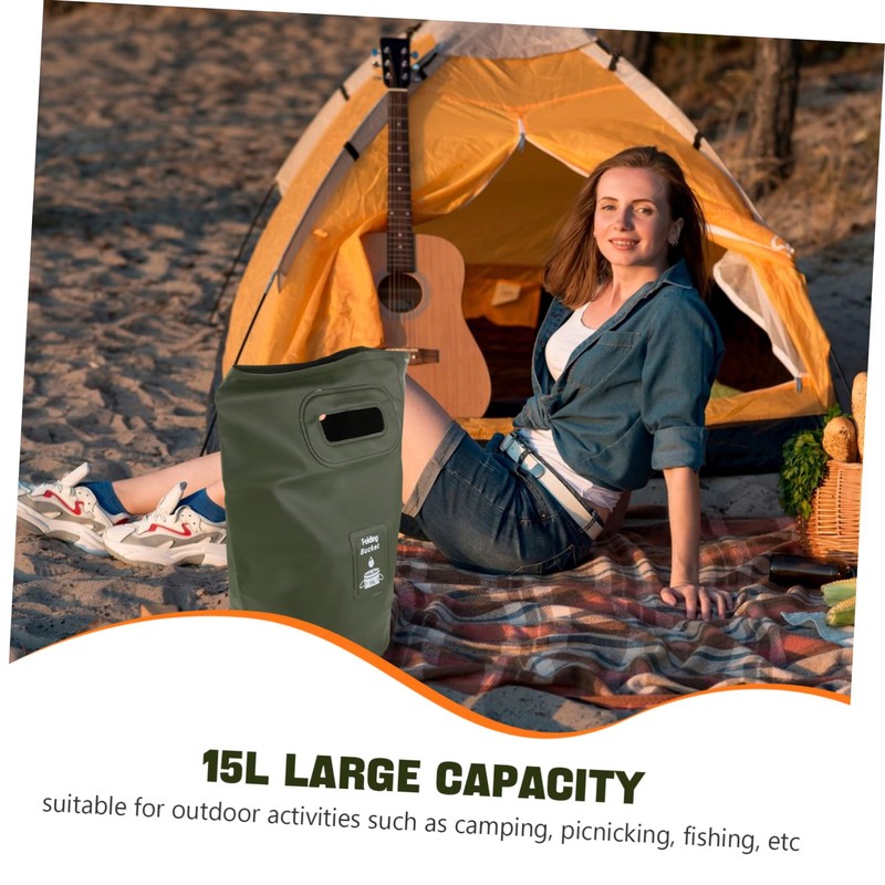 KOMBIUDA Foldable Water Basin 15l Collapsible Camping Trash Bin Outdoor