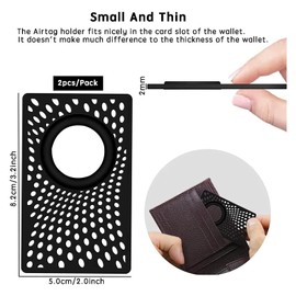 APLAPONO AirTag Wallet Case Holder 2pcs Slim Anti-Lost Purse Card Credit Card-Sized AirTag Holders Mesh Tagcard Airtag Protective Case with Keychain for Handbag Backpack Clutch Wristlet,Black A