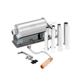 MZTOGR Sausage Stuffer - Stainless Steel Homemade Manual Sausage Maker Horizontal Meat Filling Kitchen Machine, Packed 8 Stuffing Tubes (2.5LBS)