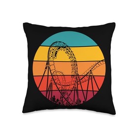 Vintage Roller Coaster Retro Coasters Looping Roller Coaster Throw Pillow