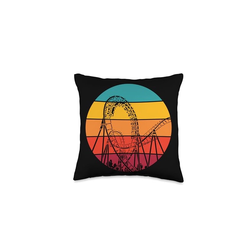 Vintage Roller Coaster Retro Coasters Looping Roller Coaster Throw Pillow