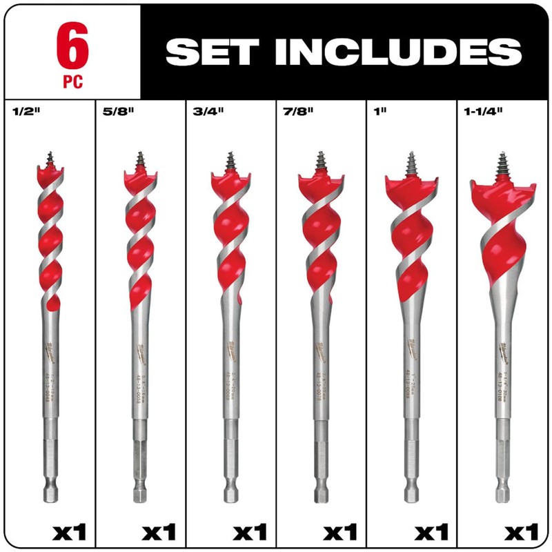 Milwaukee 48-13-0600 Speed Feed Wood Bit 6-1/2" Set - 6