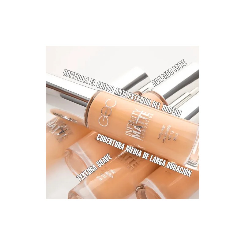 Goc Maquillaje Líquido Infinity Liquid Foundation Super Mate Tono Tono