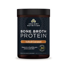 Ancient Nutrition Ancient Nutrition Bone Broth Protein Powder, Salted Caramel, 19g Protein per Serving, Beef, Supports Healthy Skin, Gut Health, Joint Supplement, Gluten Free, Paleo and Keto Friendly, 20 Servings