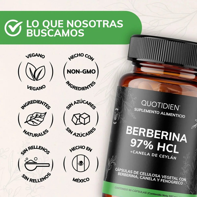 Berberina HCL y Canela de Ceylán Quotidien con Cúrcuma, 60