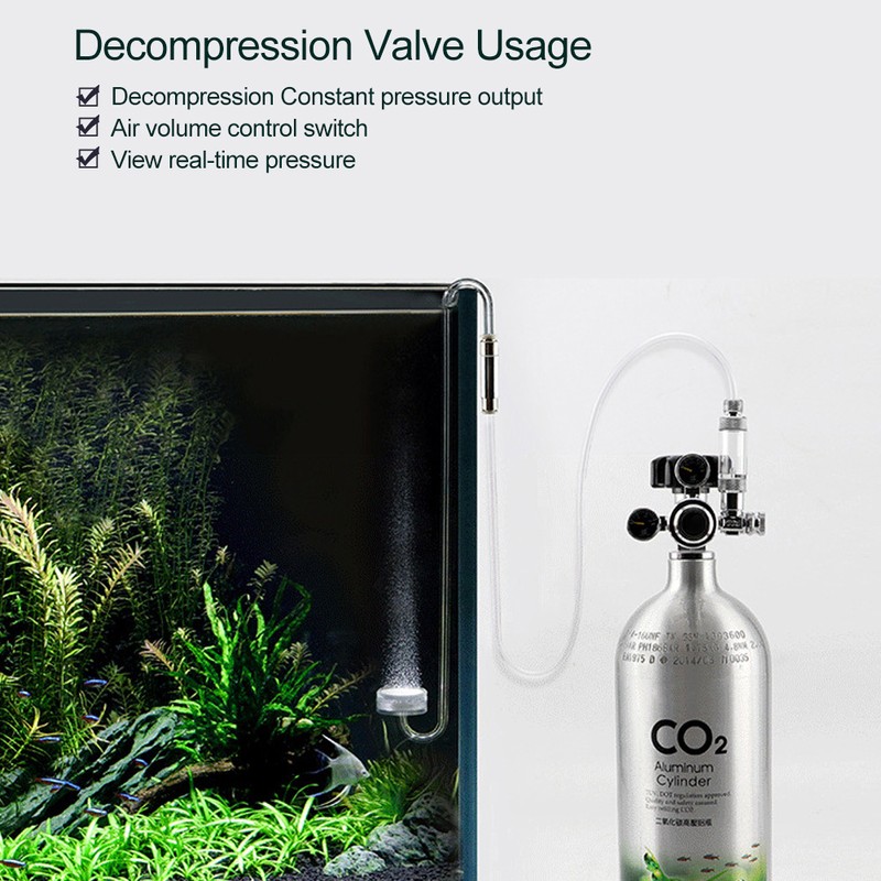 Stainless Steel Aquarium CO2 Bubble Regulator Electromagnetic Water Plants Cylinder