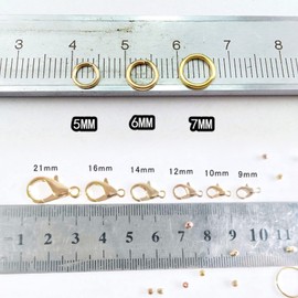 Beauty PLAYER Lobster Claw Clasps Parts, 100 Pieces, 200 Rings 0.2 inch (5 mm) Round Ring, Glasses Chain, Necklace, Bracelet, Anklet, Hardware, Fasteners, Accessories, DIY Material (0.4 inch (10 mm) KC Gold + Stainless Steel)