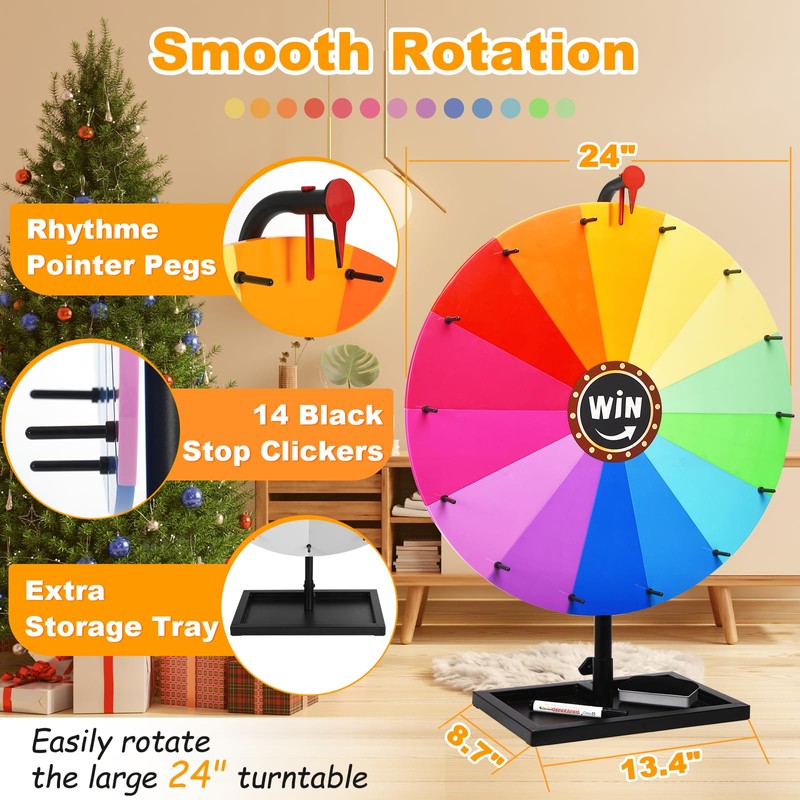 GADFISH 24-inch Tabletop Spinning Prize Wheel, Spin Doodle Game Spinner,