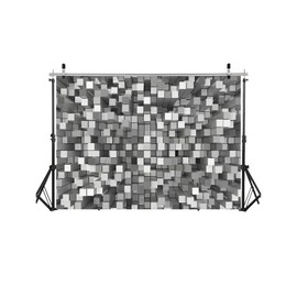 ZZBYSM 7X5FT Cube Block Pattern Photography Backdrop 210x150cm Gray and White Abstract Wall Background for Studio Party Events BY364