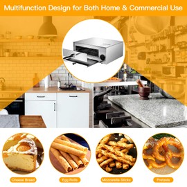 CHEFJOY 12” Commercial Electric Pizza Oven, Steel Pizza Maker with Anti-Skid Foot Pads & Insulated Handle, Balance Heating Bakery Oven with Timer Suits for Both Home & Commercial Use, Sliver