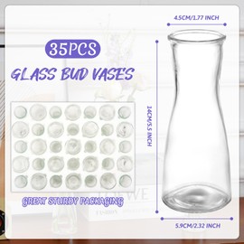 35 PCS Glass Bud Vases for Centerpieces, 5.5" Clear Small Flower Vases