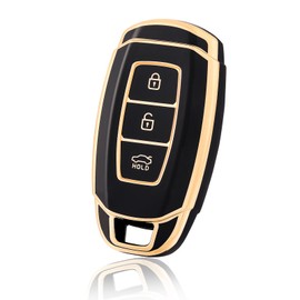OFF WE GO Car Key Case Cover for Hyundai ix35 i10 i30 i30N Accent Santa Tucson Verna Kona ioniq Elantra Hybrid Palisade Solaris Azera Key Cover Protective Case Black Gold