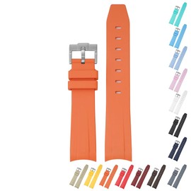 20mm Curved End Rubber Band For Omega Speedmaster, Replacement Watch Bands With Buckle For Omega X Swatch MoonSwatch and SpeedMaster - Multiple Colors (Orange)
