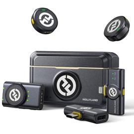 HollyView Hollyland Lark M2 Wireless Lavalier Microphone for iPhone/Android/Camera/PC/Laptop with Lightning/USB-C/Plug, 48KHz 24Bit, 1000ft Range, Noise Cancellation, 30H Battery for Video Recording, Streaming