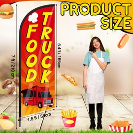 Remagr Food Truck Feather Flag 7 ft Advertising Swooper Flag Banner Signs with Pole and Ground Stake for Store Business Outside