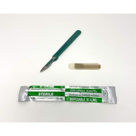 Disposable Scalpels Sterile Surgical Blade Size 18 Stainless Steel with Plastic Handle & Metric Line Individually Foil Wrapped Box of 50