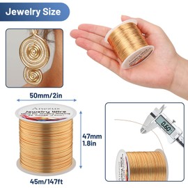 22 Gauge Jewelry Wire, Anezus Craft Wire Tarnish Resistant Copper Beading Wire for Jewelry Making Supplies and Crafting (KC Gold, 49 Yards/45 Meters)