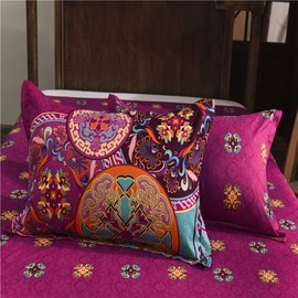 Freyamy Bohemian Cushion Cover 40 x 80 cm Set of 2 Boho Style Fuchsia Turquoise Colourful 100% Microfibre Pillowcases Pillowcase 40 x 80 cm 2 Pieces