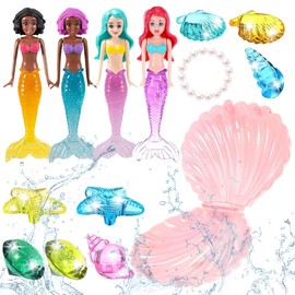 DOKRIN Diving Rings & Toys, Water Toy Children, Water Toy for Swimming Pool, 14-Piece Diving Toy with Mermaid Shells and Starfish, Gemstones as a Gift for Children's Parties