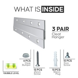 Versatile 6 inch 3 Pairs French Cleat Hanger Heavy Duty - Mirror Brackets for Wall Mounting - Aluminium French Cleat Mirror Hanging Kit (Supports Upto 60 lbs)