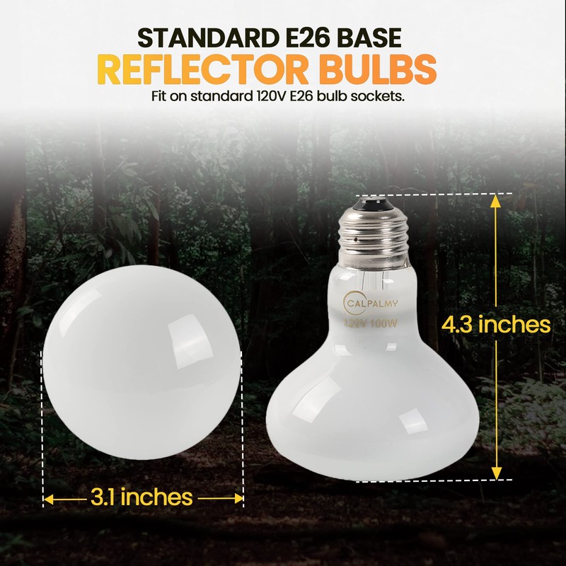 CALPALMY (4-Pack 100W Reptile Heat Lamp Bulbs - UVA Daylight