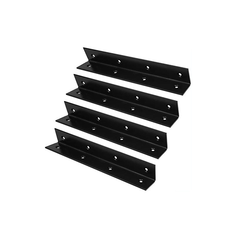 4 Pack 10" Wide Corner Brace, Iron Black L Angle