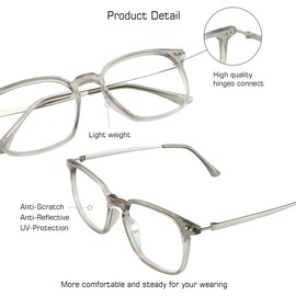VisionGlobal Blue Light Blocking Glasses for Computer Reading or Gaming, UV 400 Anti Glare Lenses Help Reduce Eye Strain and Fatigue, Men and Women Frame, x1.50 Magnification
