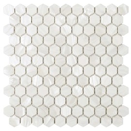 Tenedos Natural Seashell Mother of Pearl Hexagon Mosaic Tile – Box of 5 Sheets, Ideal for Kitchen Backsplash, Bathroom Walls, Spas, Pools, and Accent Features