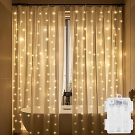 Solhice Blue Fairy Lights for Shower Curtain, 72 x 72 Inches Waterproof String Lights With 10 Hooks, 180 LEDs Battery Operated for Bathroom Bedroom Indoor Outdoor Decor (NO Curtain)