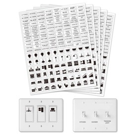 GOMAKERER Pack of 780 Light Switch Stickers, Transparent Switch ID Stickers, Switch Panel Label for Home, Kitchen, Bathroom, Office School, 8 x 20 mm and 15 x 15 mm