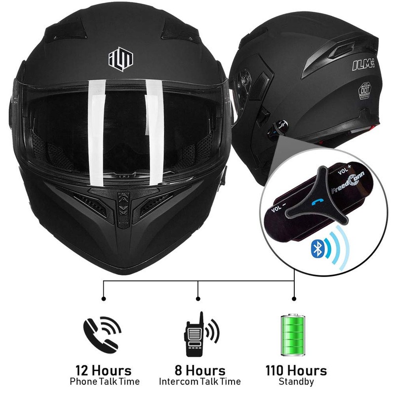 ILM Bluetooth Motorcycle Helmet Modular Flip up Full Face Dual