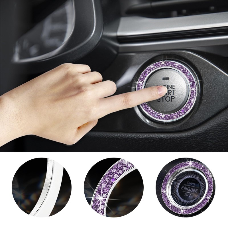 Kewucn 2 PCS Bling Crystal Double Rhinestone Car Engine Start