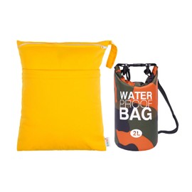 ALVABABY Dry Bag 2L Waterproof Bag with Wetbag Wet Bag Swimming Waterproof Bag Roll Top Waterproof Backpack Pack Bag Waterproof Dry Bag Swimming Beach Bathing Canoe 2WFL02-DE