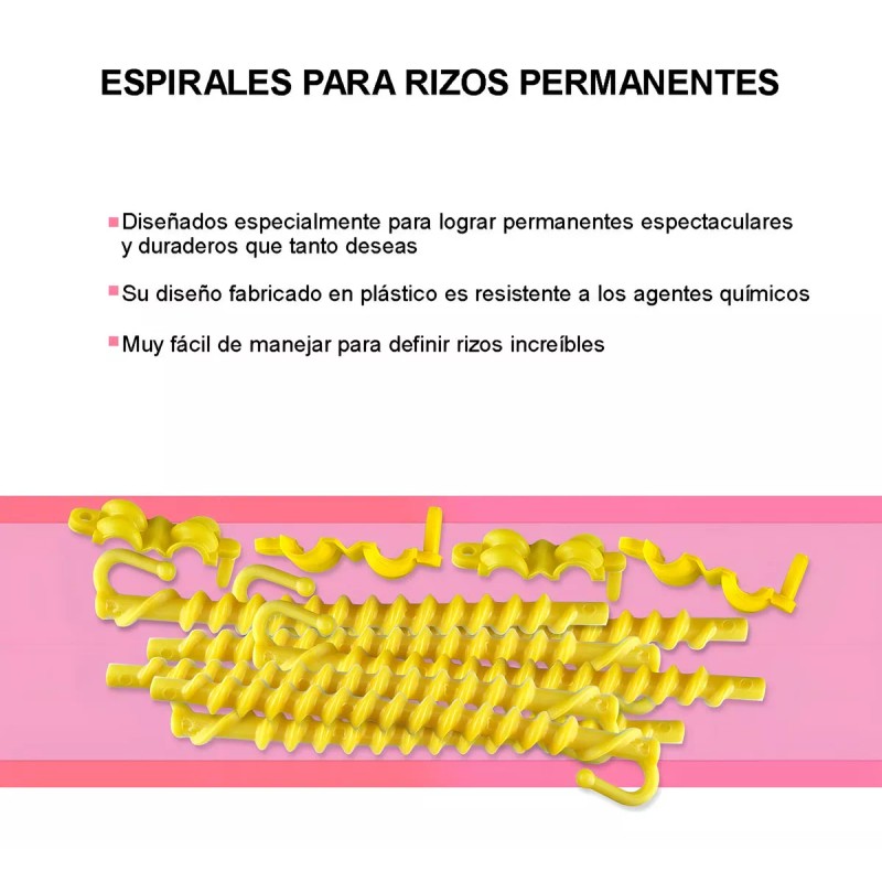 STYLIST Espiral Amarillo Para Rizos Permanentes Paquete Con 24 Pzas
