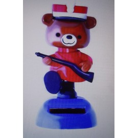 Solar Powered - Dancing Soldier Bear With Gun