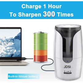 JDSI Chargeable Electric Pencil Sharpener,Suitable for Use: 6-12mm Pencils, (White with Replacement blad)